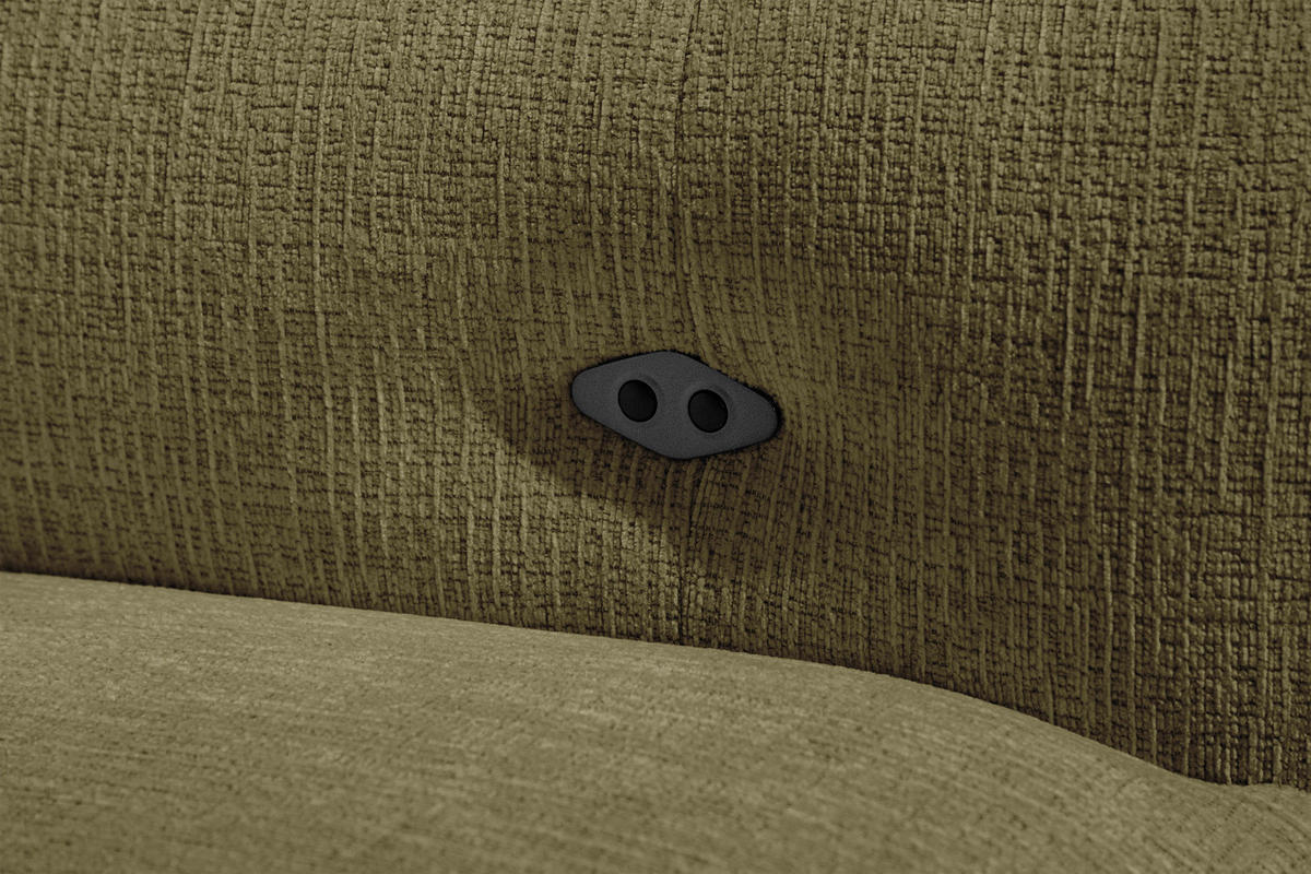 ECKSOFA SVEN 3-Sitzer, 1 Relax XL, verstellbare Kopfstützen, olivgrün - Schwarz/Olivgrün, Holzwerkstoff/Textil (256/163cm) - Courtois Laville