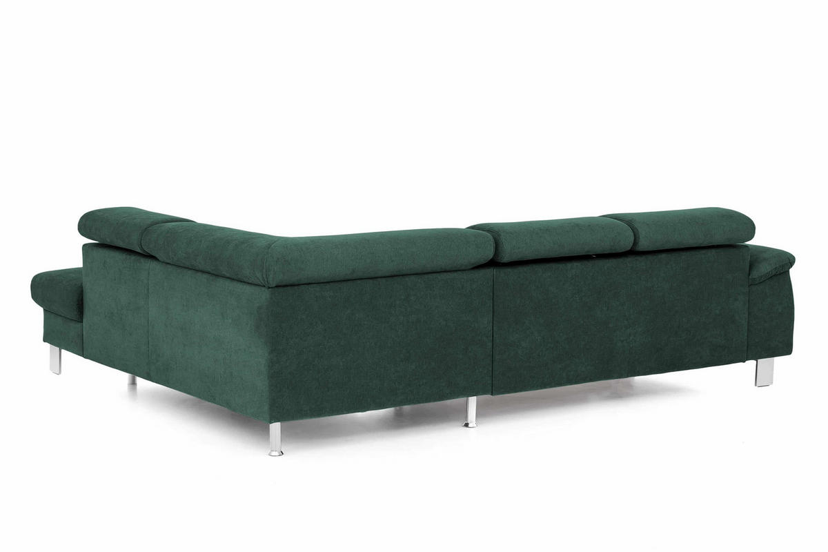 ECKSOFA mit Schlaffunktion und Bettkasten - Chromfarben/Grün, Holz/Textil (207/249cm) - Cotta