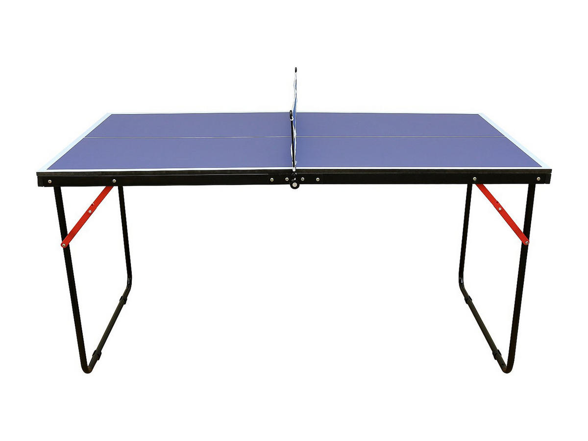 MINI-TISCHTENNISPLATTE mit Schlägern, Bällen und Netz - 137 x 76 x 67 cm - DENIS - Blau, Holz (137/76cm) - Vente-Unique