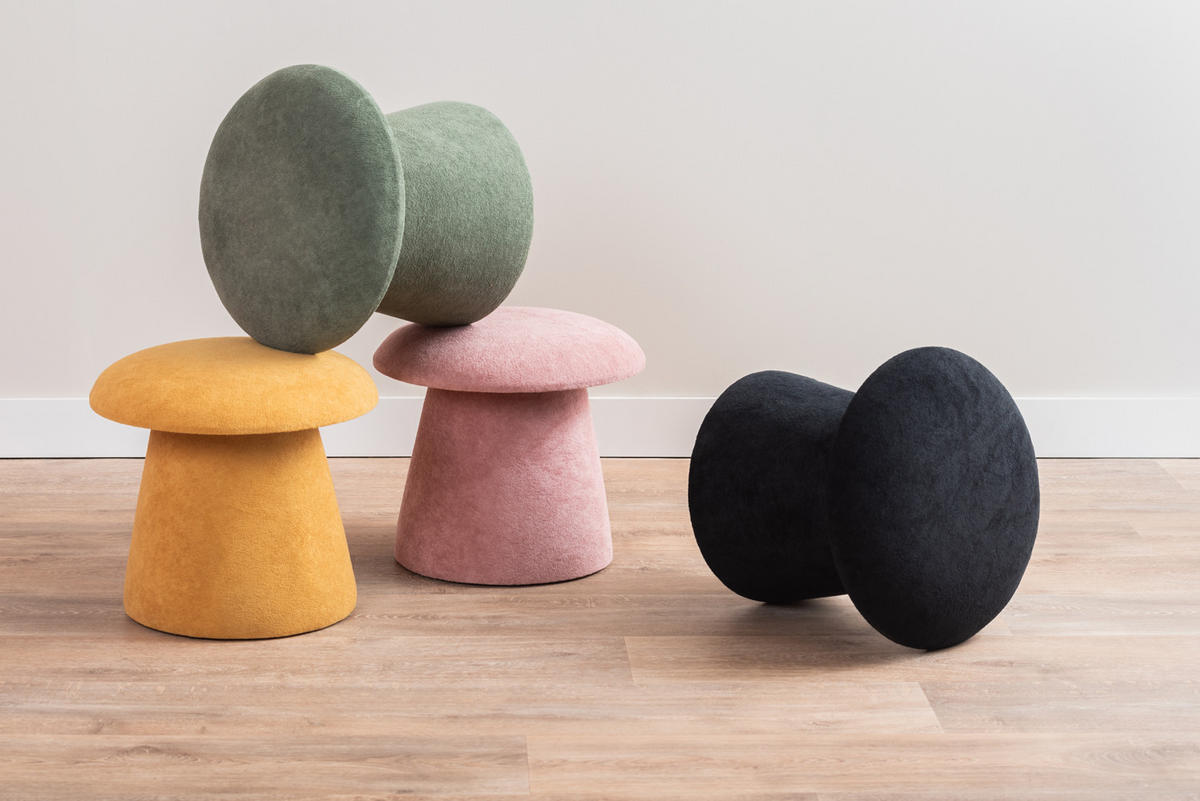 HOCKER Mushroom 39.5/39.5/37 cm - Pink, Textil (39.5/37/39.5cm) - Leitmotiv