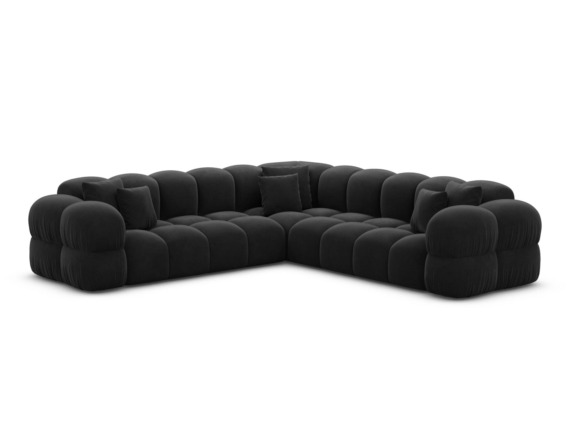 COUCH Monteverde L-Form Schwarz Samtstoff - Schwarz, Kunststoff (253/253cm)