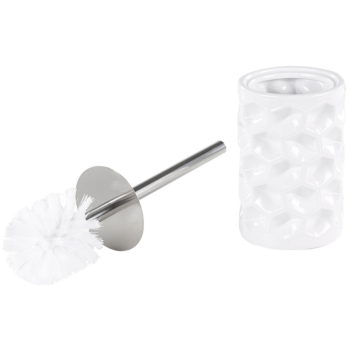BADEZIMMER Set 5-teilig Keramikweiß Tirua - Weiß, Keramik (13/34/11cm) - Beliani