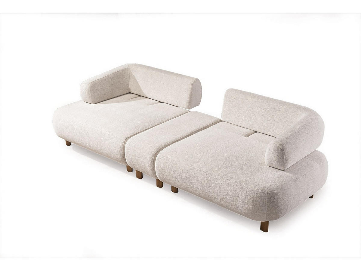 SOFA Barcelona 4-Sitzer Webstoff Creme - Beige, Holz/Textil (270/79/110cm) - Villa Möbel