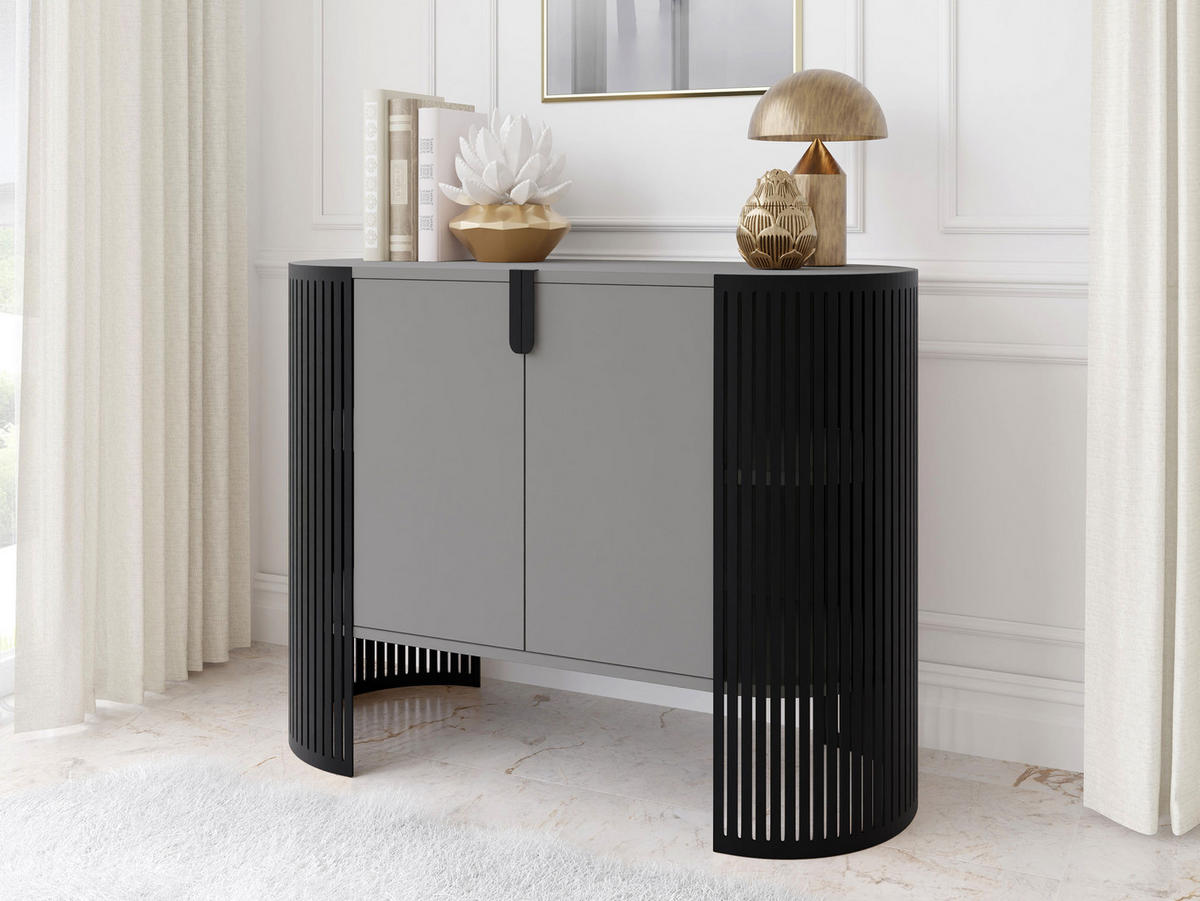 KOMMODE Fikoli - Hellgrau/Schwarz, Holzwerkstoff/Metall (120/90/40cm) - MIRJAN24