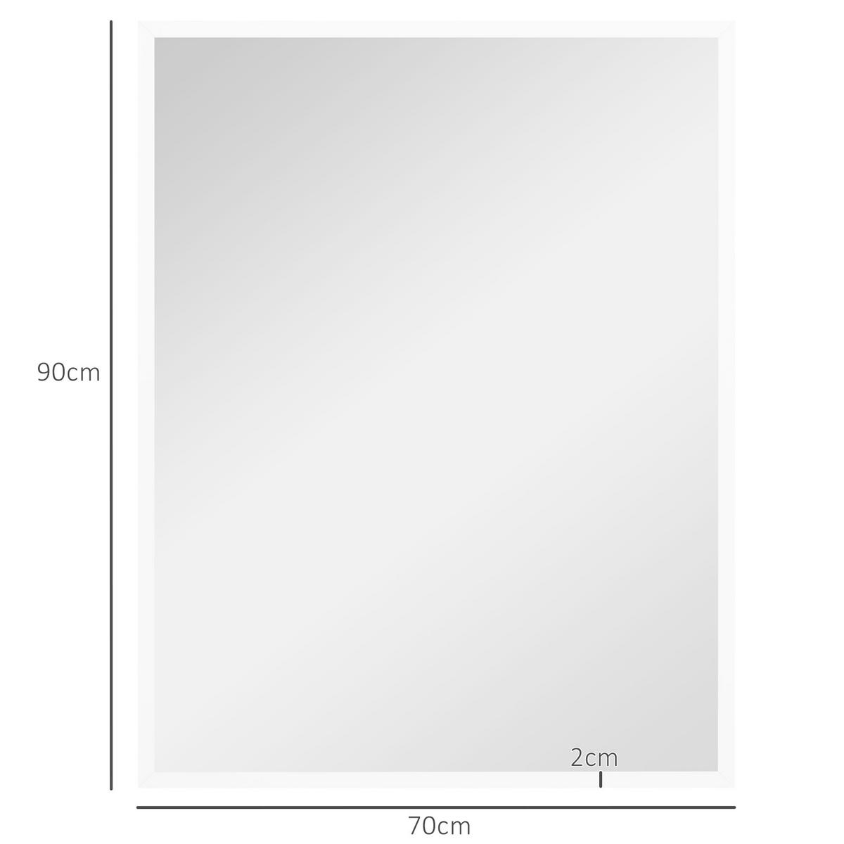 WANDSPIEGEL DE-14358 rechteckig mit weißem Rahmen Weiß - Weiß, Glas (70/90/2cm) - ComfortXL