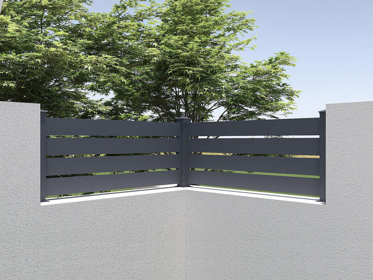 ZAUN - 168cm x 15.3cm - Aluminium - anthrazitgrau - PRIMO - Anthrazit, Metall (168/69cm) - Vente-Unique