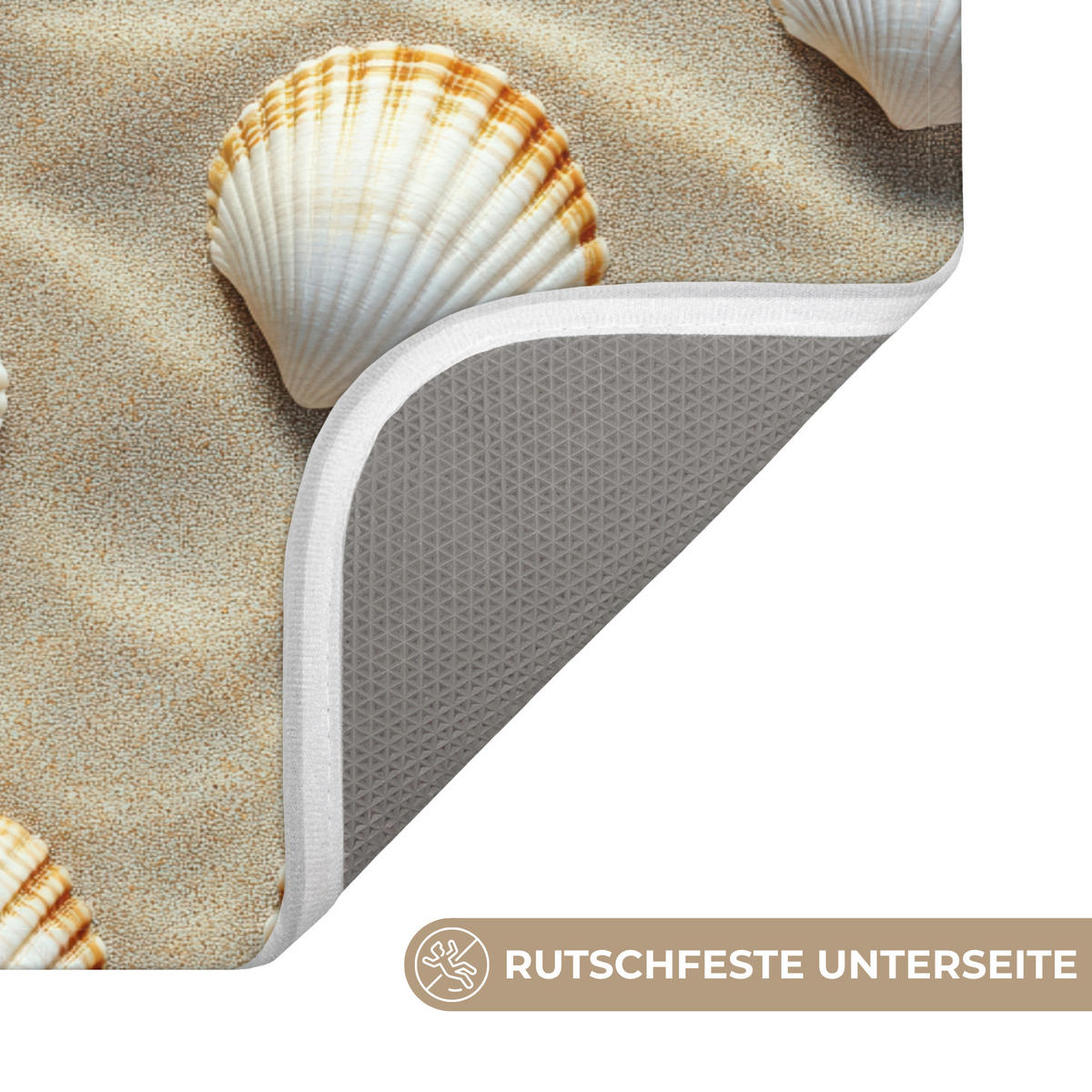 KOUPELNOVÁ PŘEDLOŽKA Mušle - Písek - Námořní 90x60 cm - písková barva, textil/plast (90/60cm) - OnlyWow