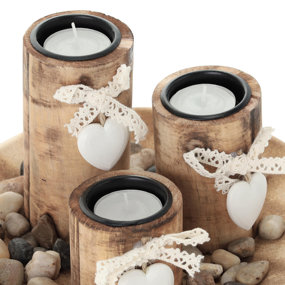 TEELICHTHALTER - Hellbraun, Holz/Holzwerkstoff (13cm) - Relaxdays