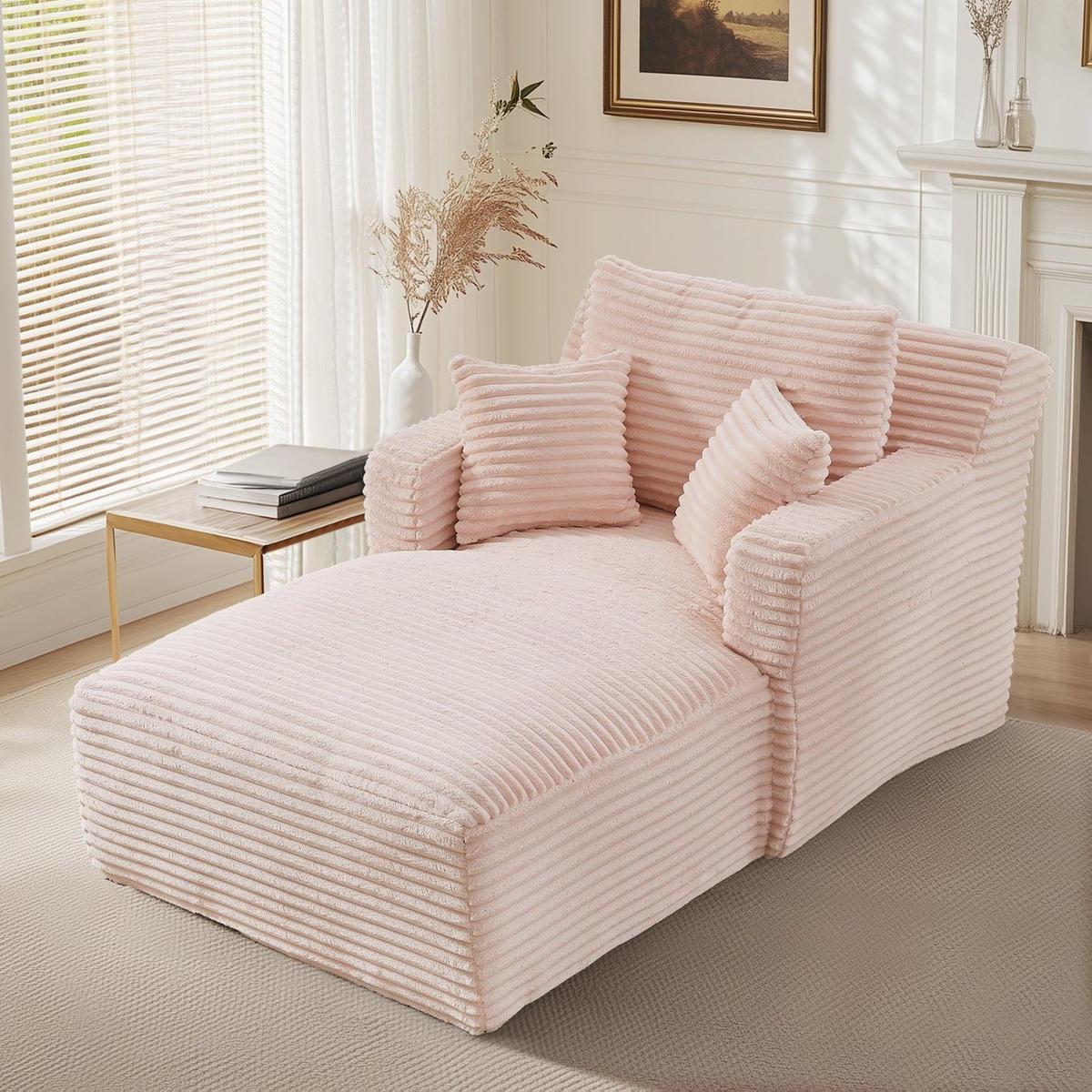 SOFA Cord Pink - Rosa, Textil (100/82/166cm) - WISHDOR