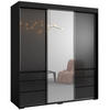 SCHIEBETÜRENSCHRANK mit Schubladen und Spiegel Torino 3D1L 180 Schwarz (Lacobel) - Silberfarben/Schwarz, Holzwerkstoff/Metall (180/204/65cm) - mzm24
