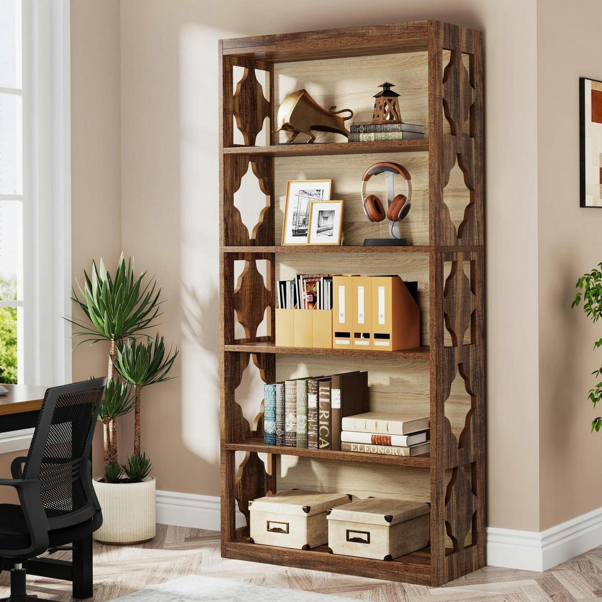 BÜCHERREGAL 6 Ebenen 178 cm Vintage Walnuss - Braun, Holzwerkstoff (80/179/30cm)