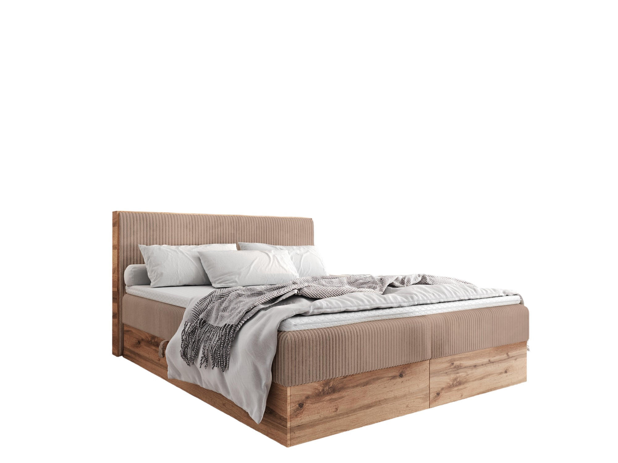 BOXBETT TESSA 140x200 Braun Cord - H3 - Braun, Textil (120/200cm) - AN-Moebel 4u