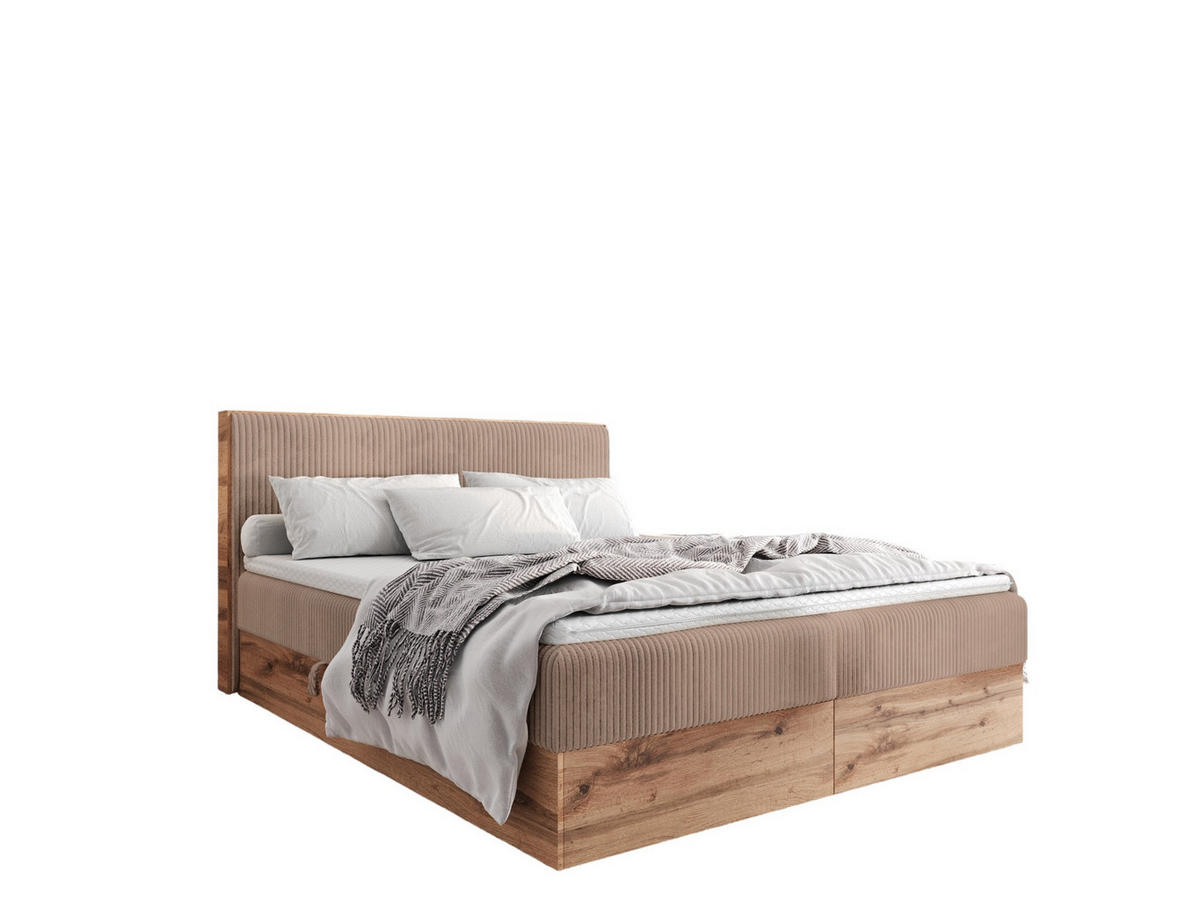 BOXBETT TESSA 180x200 Braun Cord - H3 - Braun, Textil (120/200cm) - AN-Moebel 4u