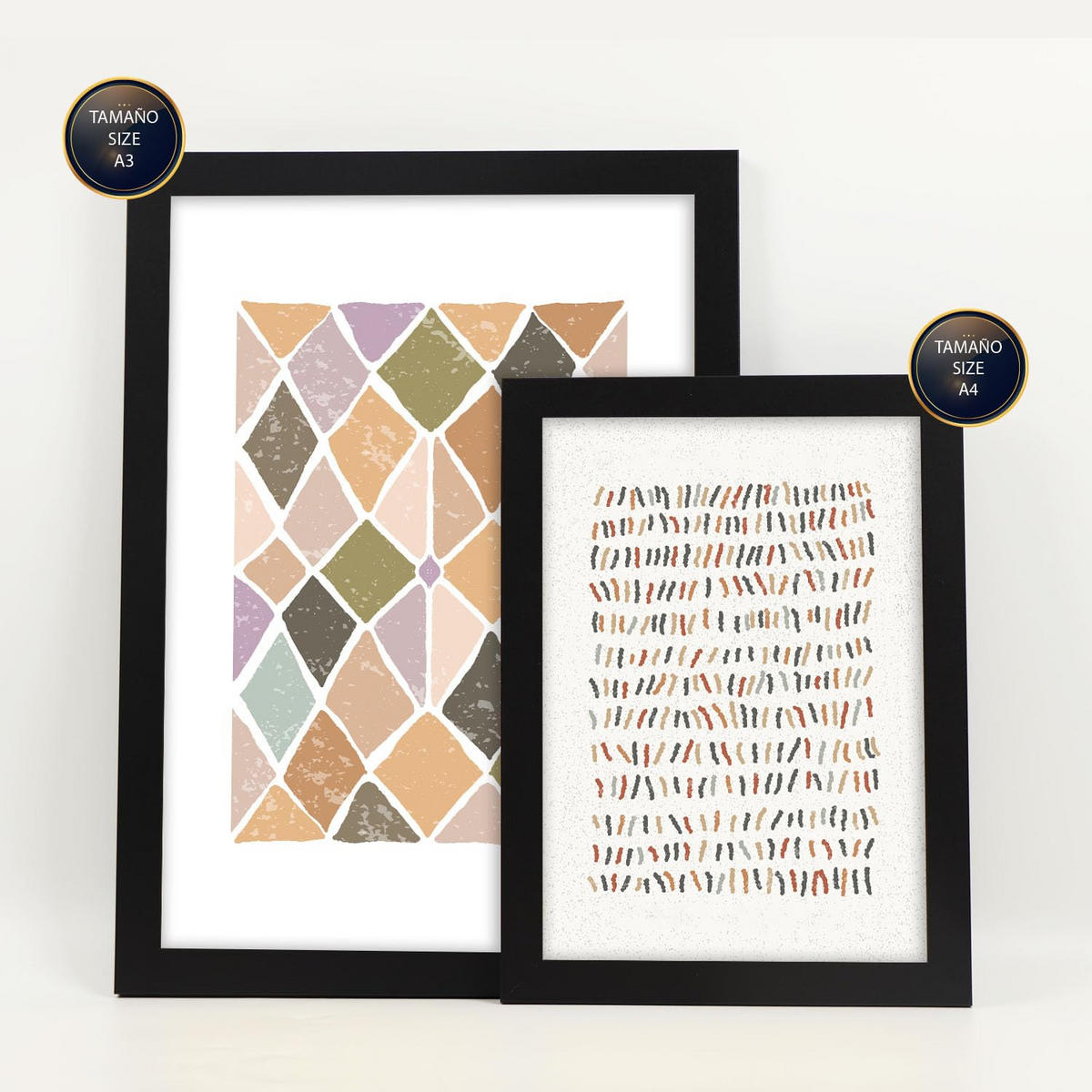 POSTER Set Mit 6 Drucken Von Mustern In Der Sammlung Von Ethnischenen Dekorative Rahmen Für Ihr Zuhause Wandkunstdruck A3 & A4 Schwarzer Rahmen - Schwarz, Papier (29/3cm) - Nacnic
