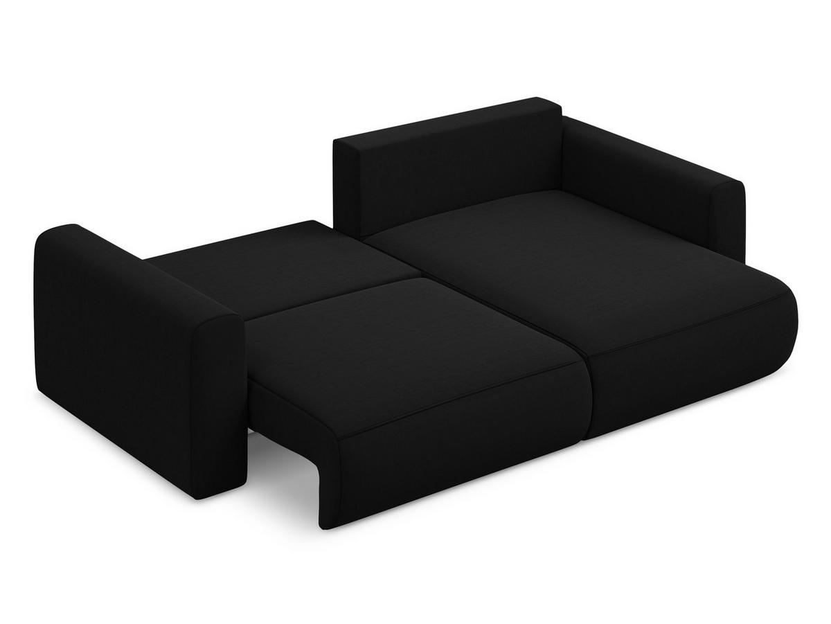 ECKSOFA mit Schlaffunktion Samt Stoff Schwarz - Schwarz, Kunststoff/Textil (240/149cm) - Makamii
