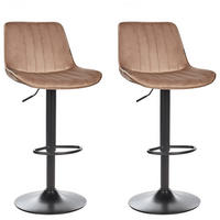 BARHOCKER 2er-Set Hellbraun Dubrovnik - Schwarz/Braun, Textil (51/88/54cm) - Beliani