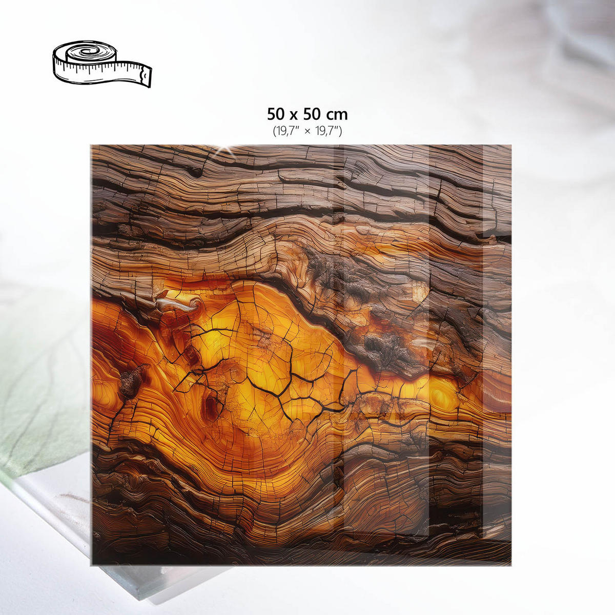 TISCHPLATTE 50x50 cm – Edles Holz - Weiß, Glas (50/50/0.4cm) - Wallfluent