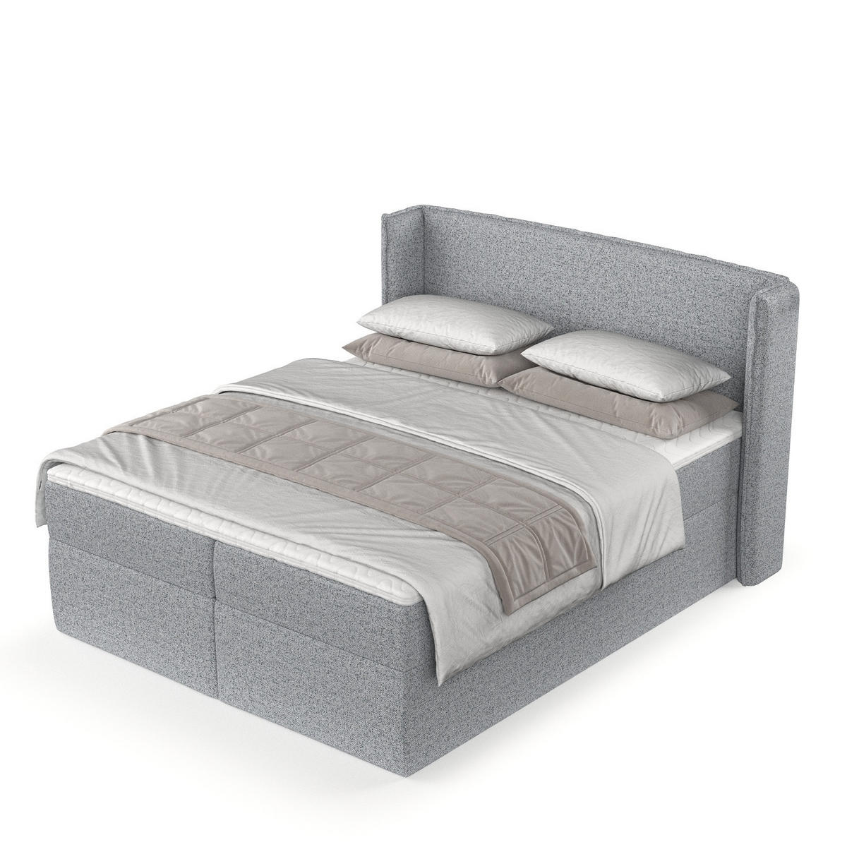 BOXBETT Viva 140/200 cm Grau im Riva Stoff - Schwarz/Grau, Holz/Holzwerkstoff (140/200cm) - AltaBeds