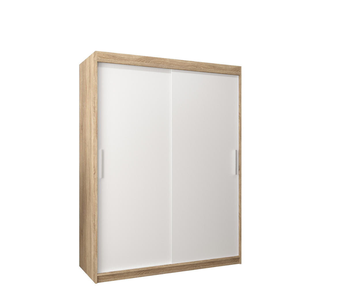 SCHWEBETÜRENSCHRANK 200/150/62 2-türig - Silberfarben/Weiß, Holz/Kunststoff (150/200/62cm) - Abiks Möbel