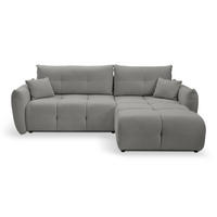 ECKSOFA MODA E Grau Geflochtener Stoff mit Schlaffunktion - Grau, Holz (257/177cm) - MASSENO
