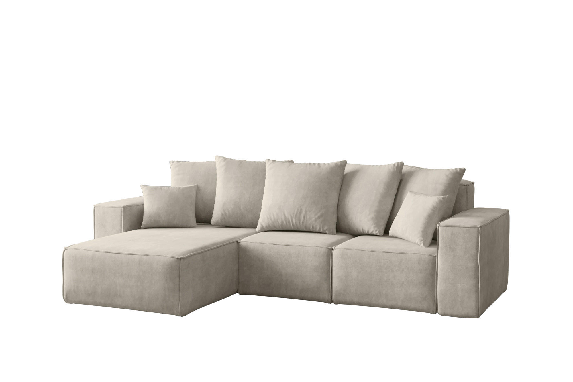 ECKSOFA L-Form Premium Kollektion ELLA Stoff Velours Noel Hellgrau Links - Hellgrau, Holz/Textil (168/262cm) - Kaiser Möbel