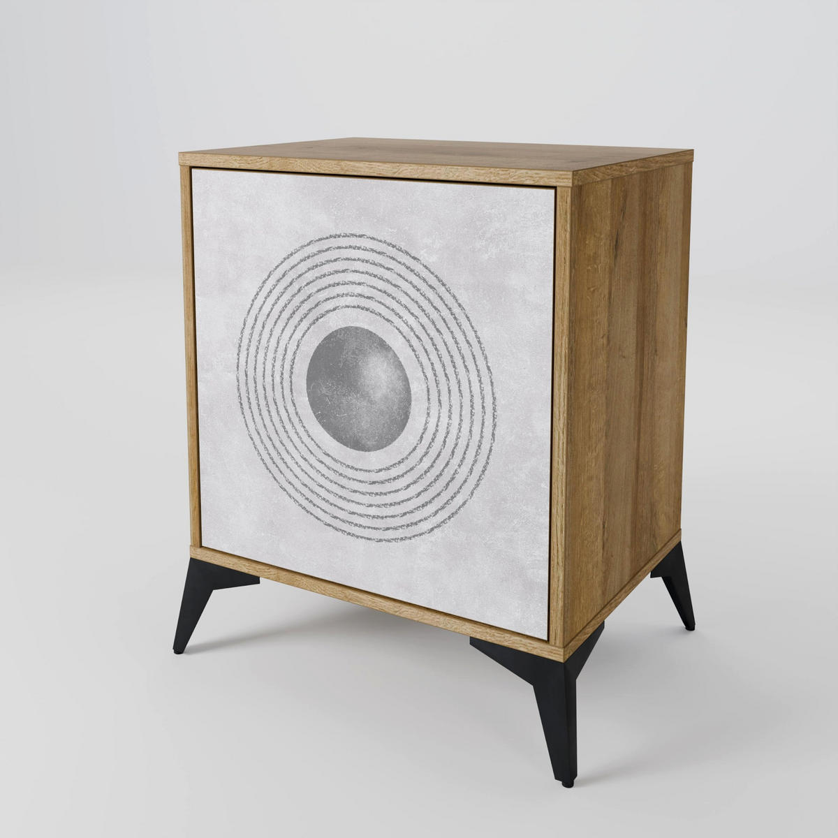 SIDEBOARD SOLID CIRCLES, Eichefarben, 57,5x42x75,5 cm, Goldfarbene Metallfüße - Eichefarben/Goldfarben, Holzwerkstoff/Metall (57.5/75.5/42cm) - SpaceRebels