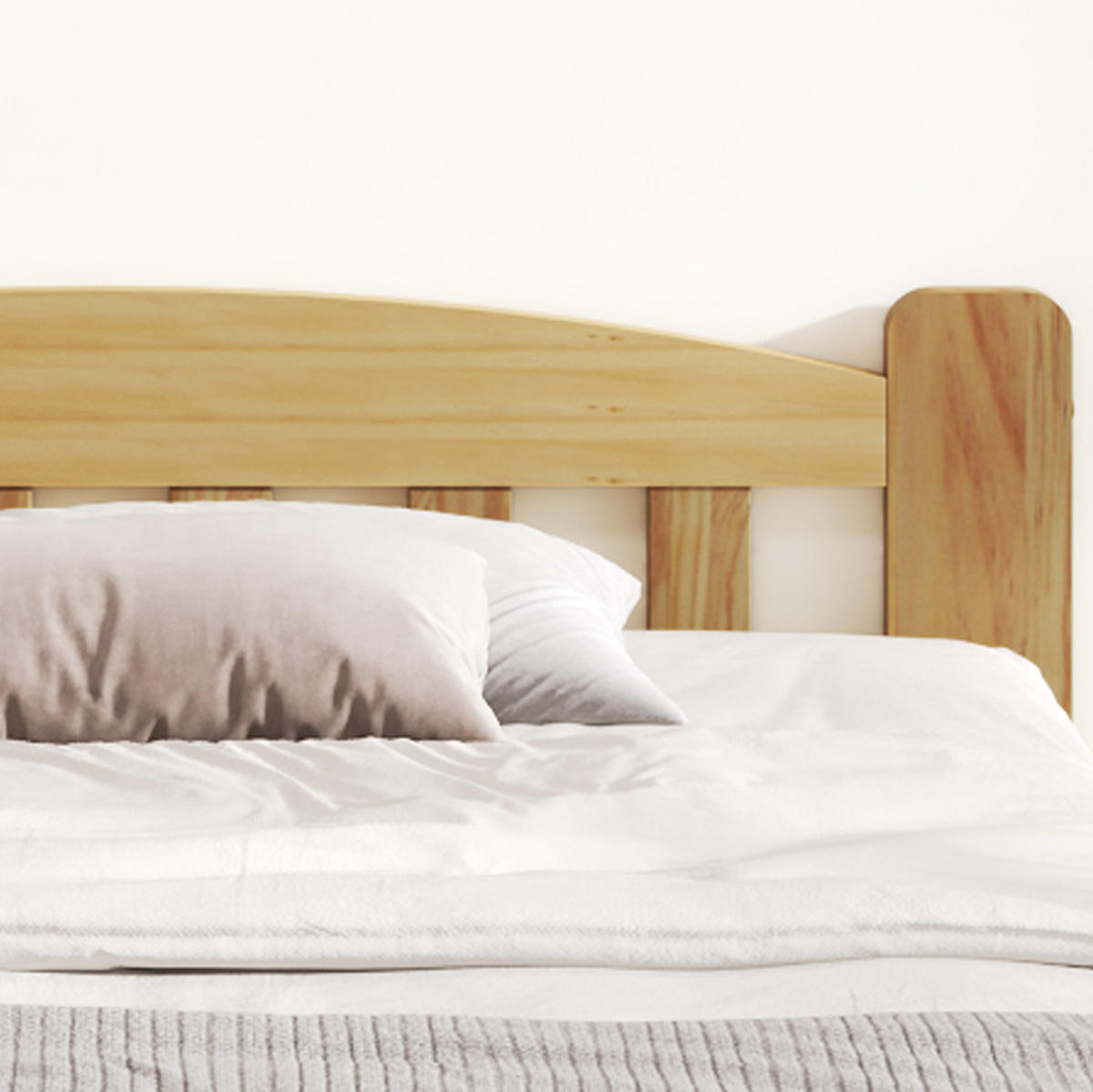 HOLZBETT 90/200 cm mit Kopfteil aus Kiefer massiv – inkl. Lattenrost - Naturfarben, Holz (90/200cm) - BEAOK