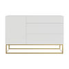 SIDEBOARD Veldio Weiß mit 3 Schubladen 140 cm - Goldfarben/Weiß, Holzwerkstoff/Metall (140/90/38cm) - Selsey
