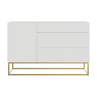 SIDEBOARD Veldio Weiß mit 3 Schubladen 140 cm - Goldfarben/Weiß, Holzwerkstoff/Metall (140/90/38cm) - Selsey