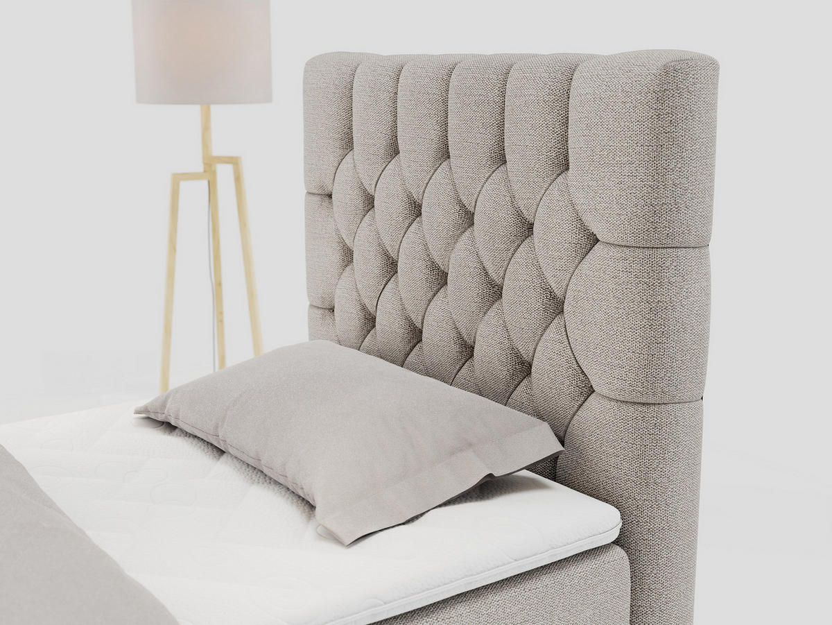 BOXBETT PERA 90/200 Beige Struktur - H3 - Rechts Seite - Beige, Holz/Textil (90/200cm) - MKS