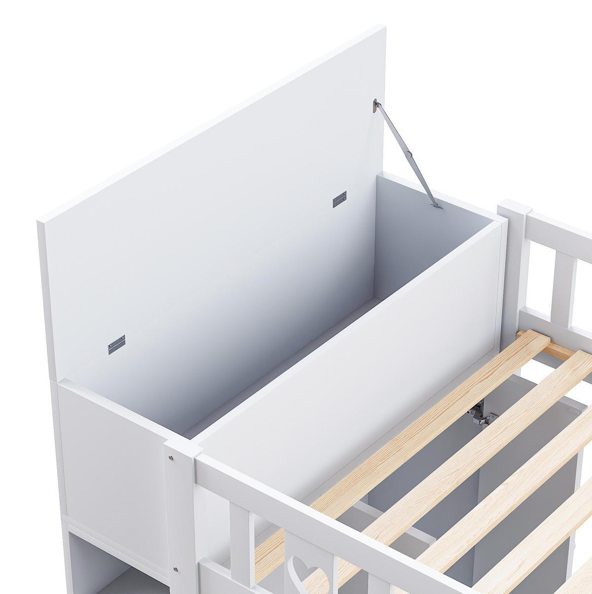 HOCHBETT aus Kiefernholz & MDF 90x200 cm in Weiß mit Stauraumleiter - Weiß, Holzwerkstoff (90/200cm) - Modfu