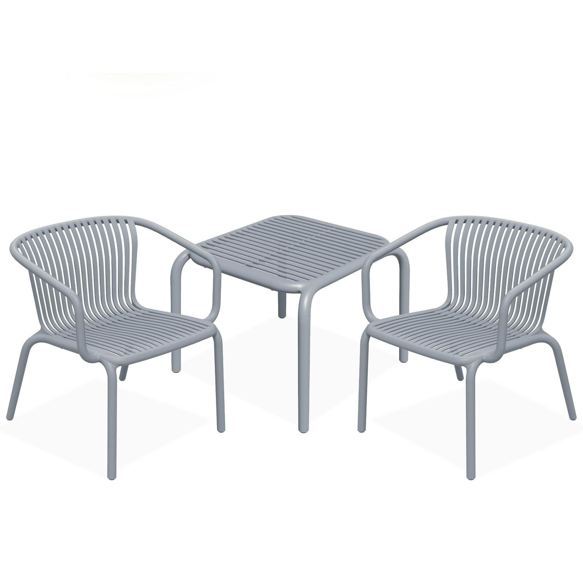 GARTEN ESSGRUPPE FICCARI, Gartenmöbel-Set 3-tlg, Grau - Grau, Kunststoff - KONSIMO®
