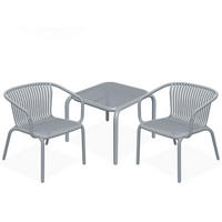 GARTEN ESSGRUPPE FICCARI, Gartenmöbel-Set 3-tlg, Grau - Grau, Kunststoff - KONSIMO®