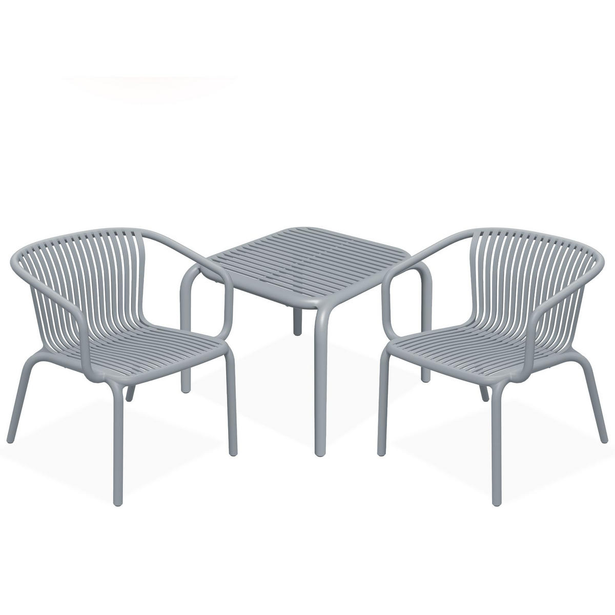 GARTEN ESSGRUPPE FICCARI, Gartenmöbel-Set 3-tlg, Grau - Grau, Kunststoff - KONSIMO®