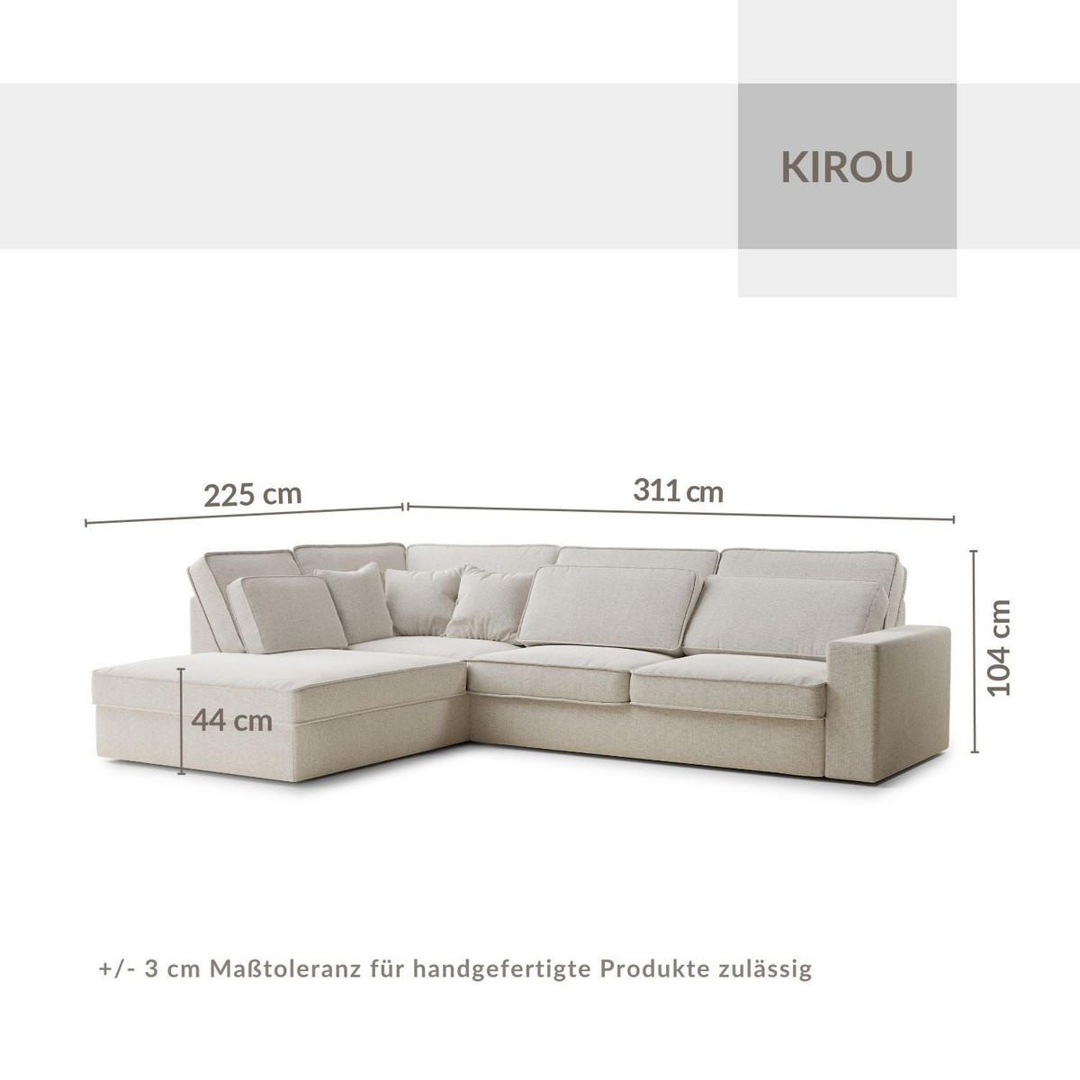 ECKSOFA Kirou Blau Webstoff - Links Seite - Blau/Schwarz, Holz/Holzwerkstoff (225/311cm) - Maison de Reve