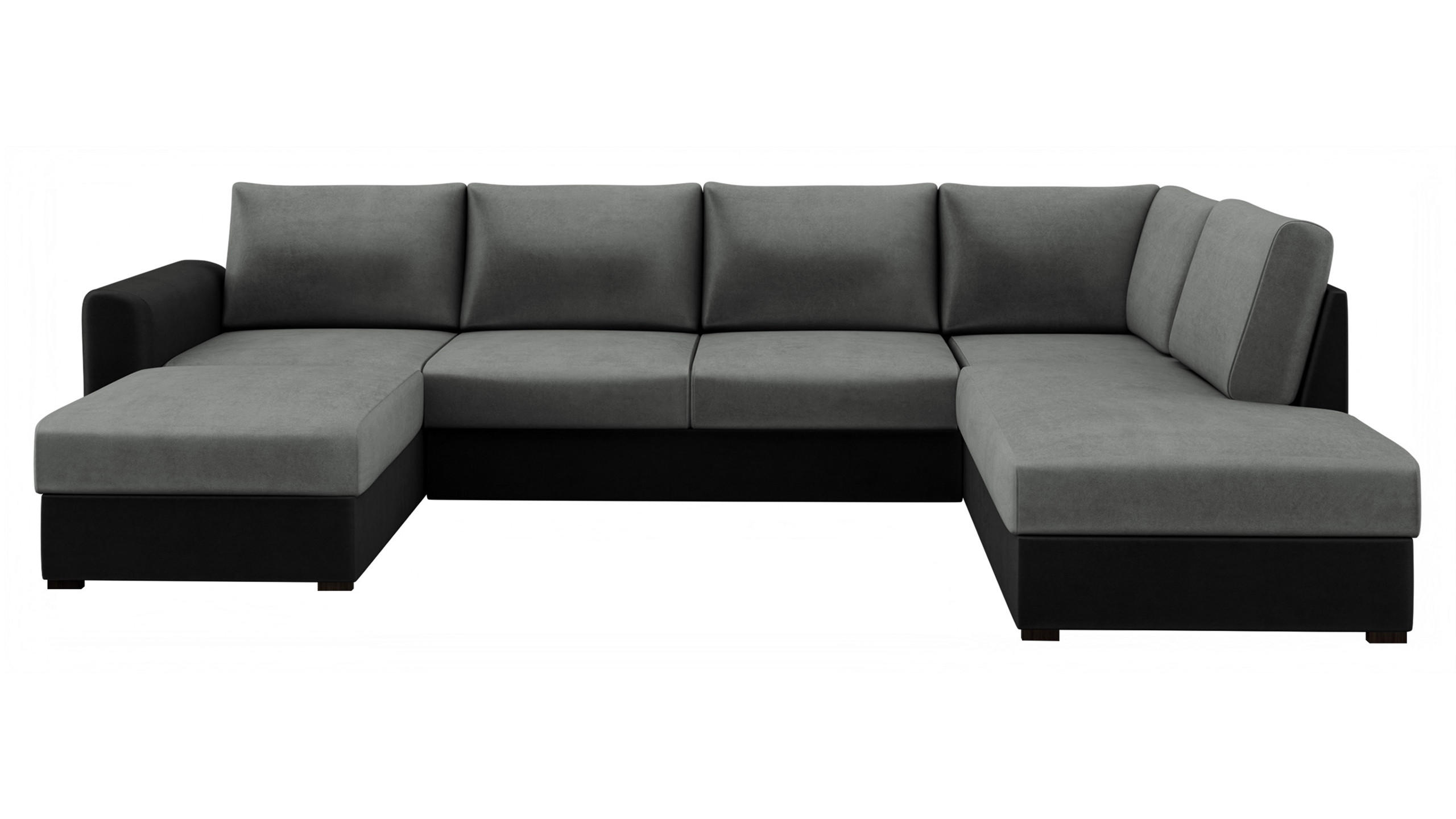 WOHNLANDSCHAFT Wilma Premium, Seite: Rechts - Schwarz/Grau, Holz/Textil (305/85/188cm) - MIRJAN24