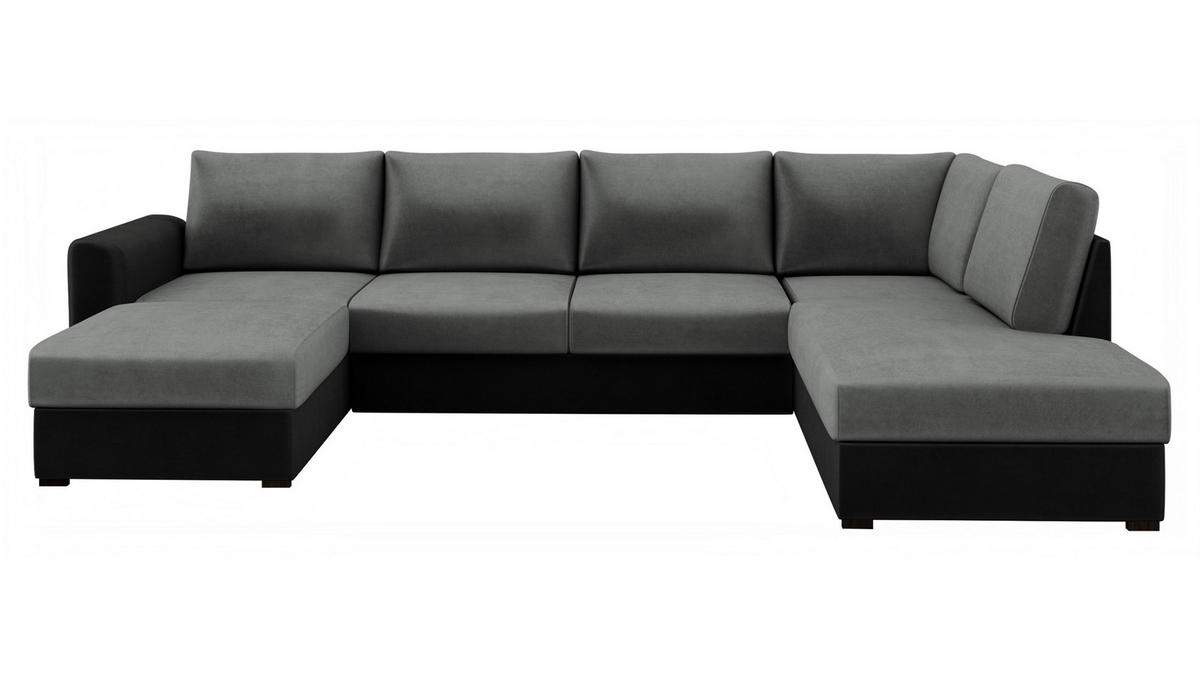 WOHNLANDSCHAFT Wilma Premium, Seite: Rechts - Schwarz/Grau, Holz/Textil (305/85/188cm) - MIRJAN24