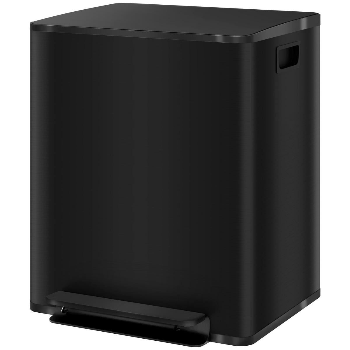MÜLLEIMER DE-08952 2x25 L, Soft-Close, Mülltrennung Schwarz - Schwarz, Metall (37.5/56/47.7cm) - ComfortXL