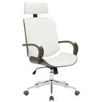 DREHSTUHL Lederlook Weiß/Grau - Weiß/Grau, Textil/Metall (70/118/70cm) - CLP