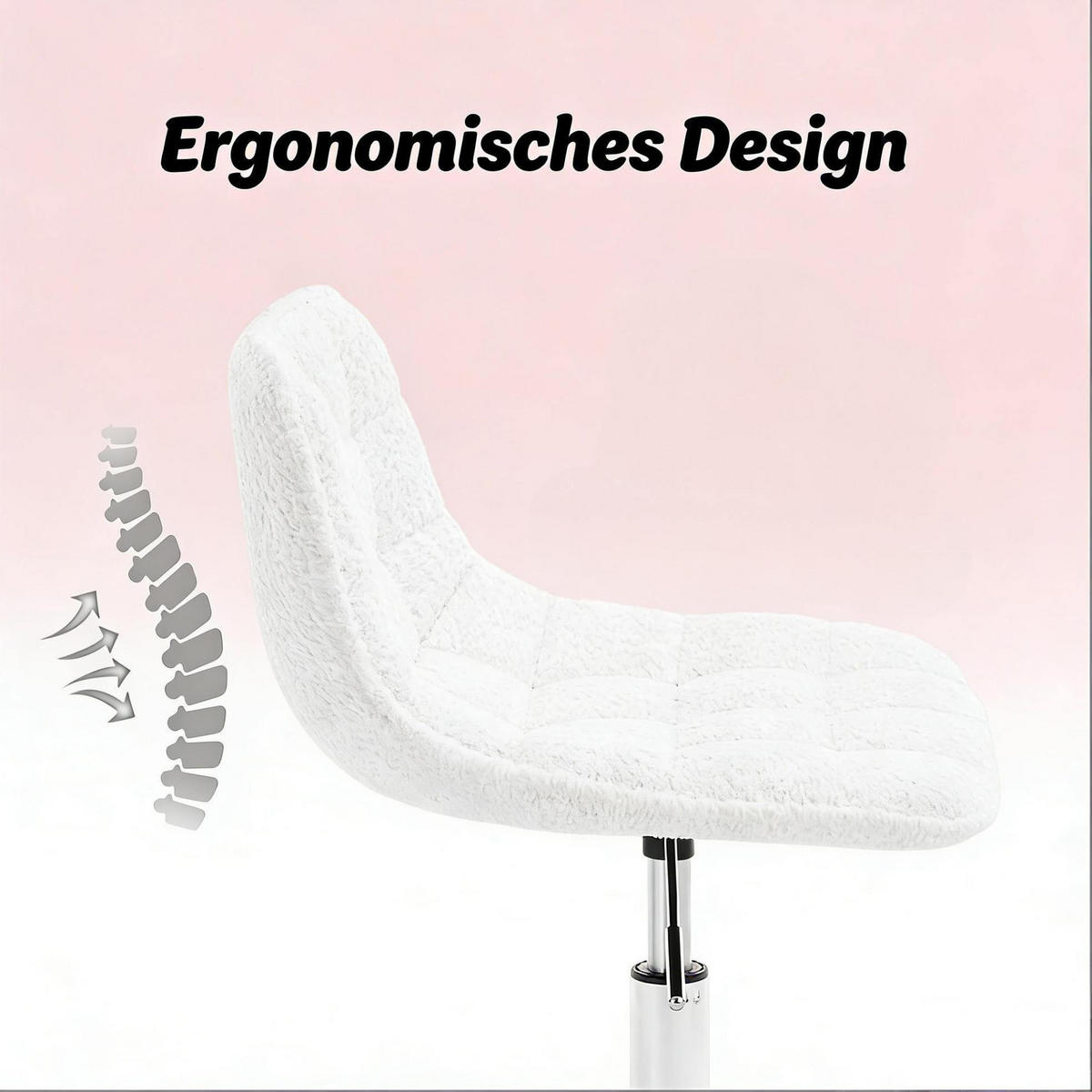 BÜROSTUHL höhenverstellbar drehbar Chenille Weiß - Weiß, Metall (43/67.5/43cm) - Meubliv