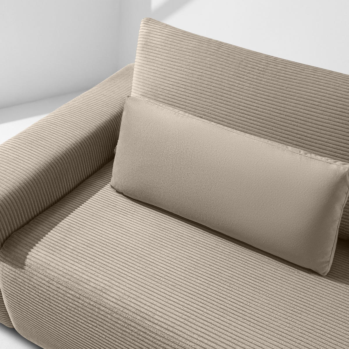 3-SITZER SCHLAFSOFA MOLLIS, Corduroy, Beige - Beige, Holz/Holzwerkstoff (250/93/108cm) - KONSIMO®