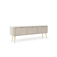 TV-SCHRANK "NOVA" Kaschmir 154x39x56cm Geriffelt Regal, 2-Türen, Schublade, Gold Beine - Kaschmir/Goldfarben, Holzwerkstoff/Kunststoff (168/56/39cm) - DomoHome
