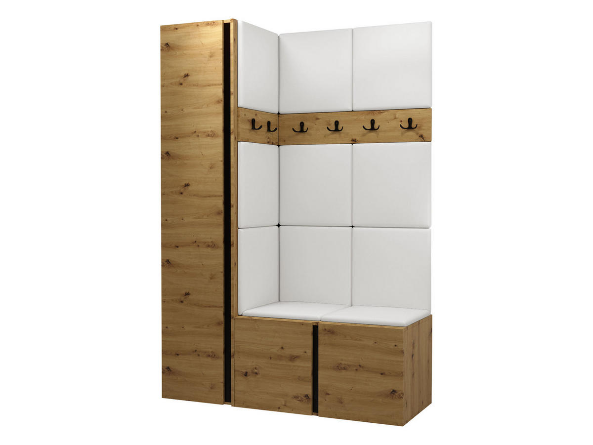 GARDEROBEN-SET Orion IX - Eiche Artisan/Weiß, Holzwerkstoff/Kunststoff (124/186/46cm) - MIRJAN24