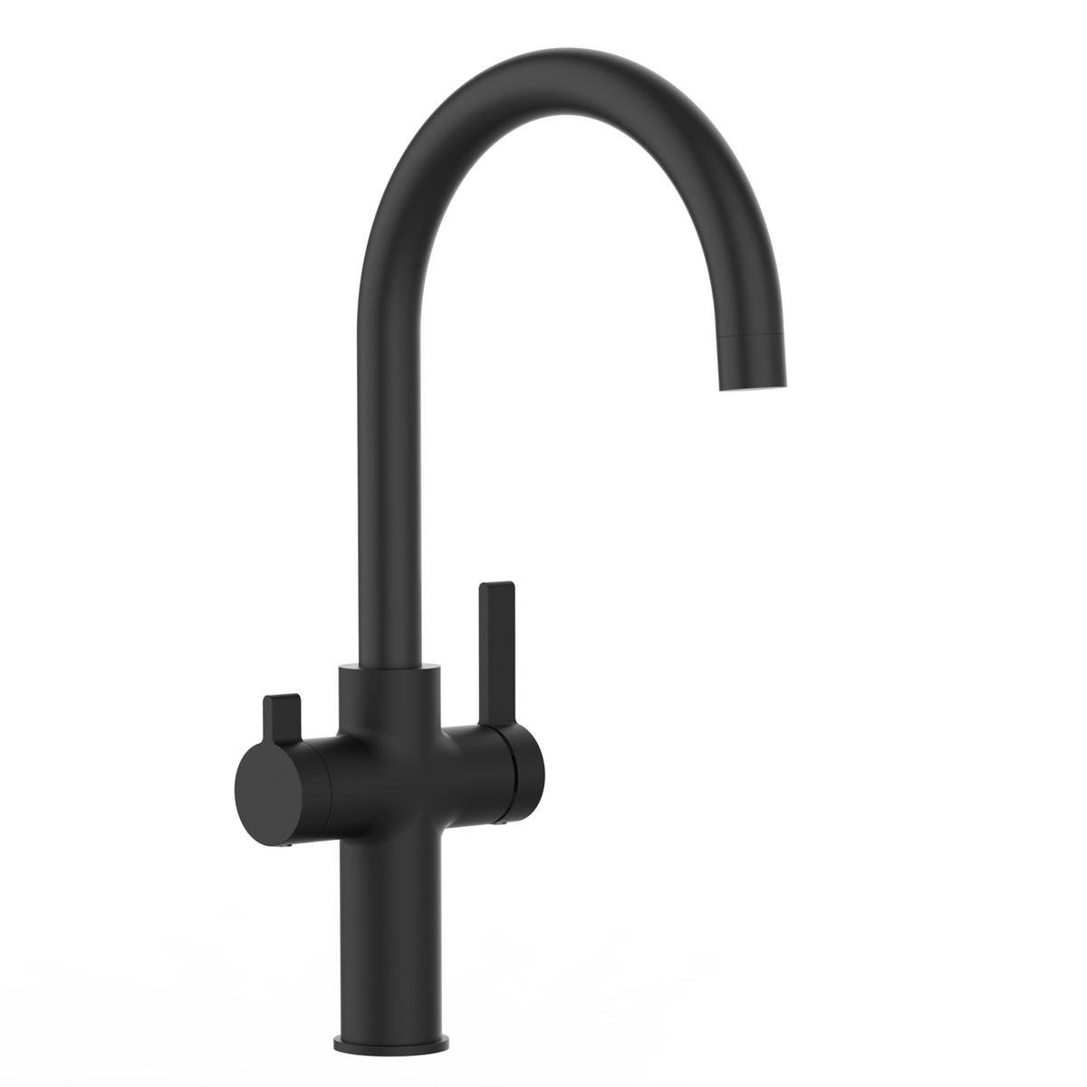 3-WEGE-KÜCHENARMATUR, Schwarz Matt, 360° schwenkbar - Schwarz, Metall (21.4/38.5/21.4cm) - VIZIO