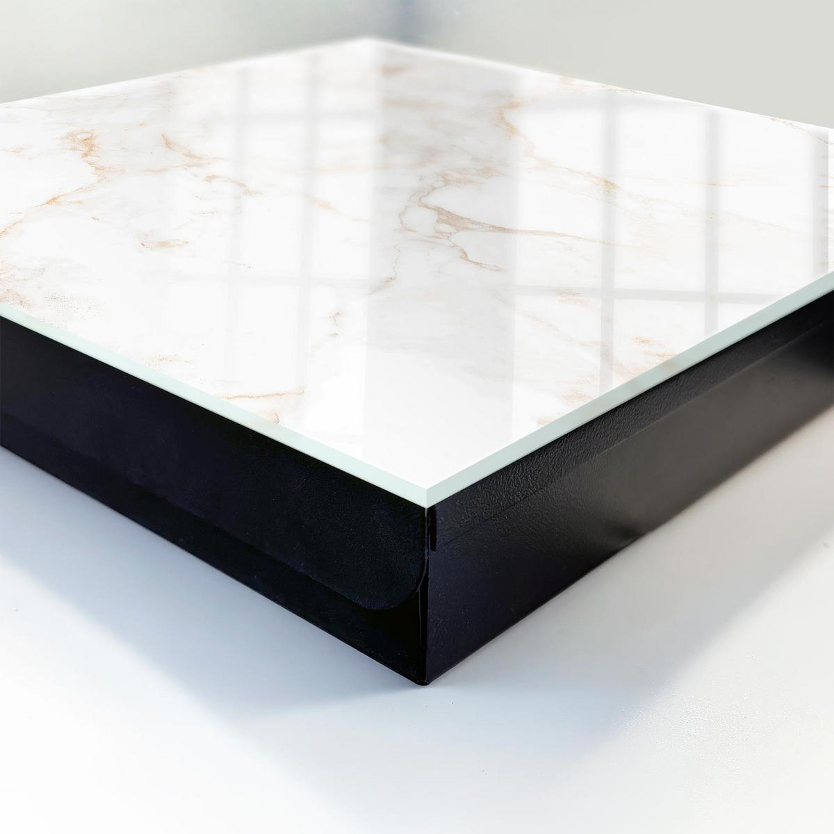 SCHLÜSSELBOX Schwarz 30x30 cm- Türöffnung nach rechts - Die Eleganz des Marmors - Weiß, Metall (30/30/5cm) - TULUP