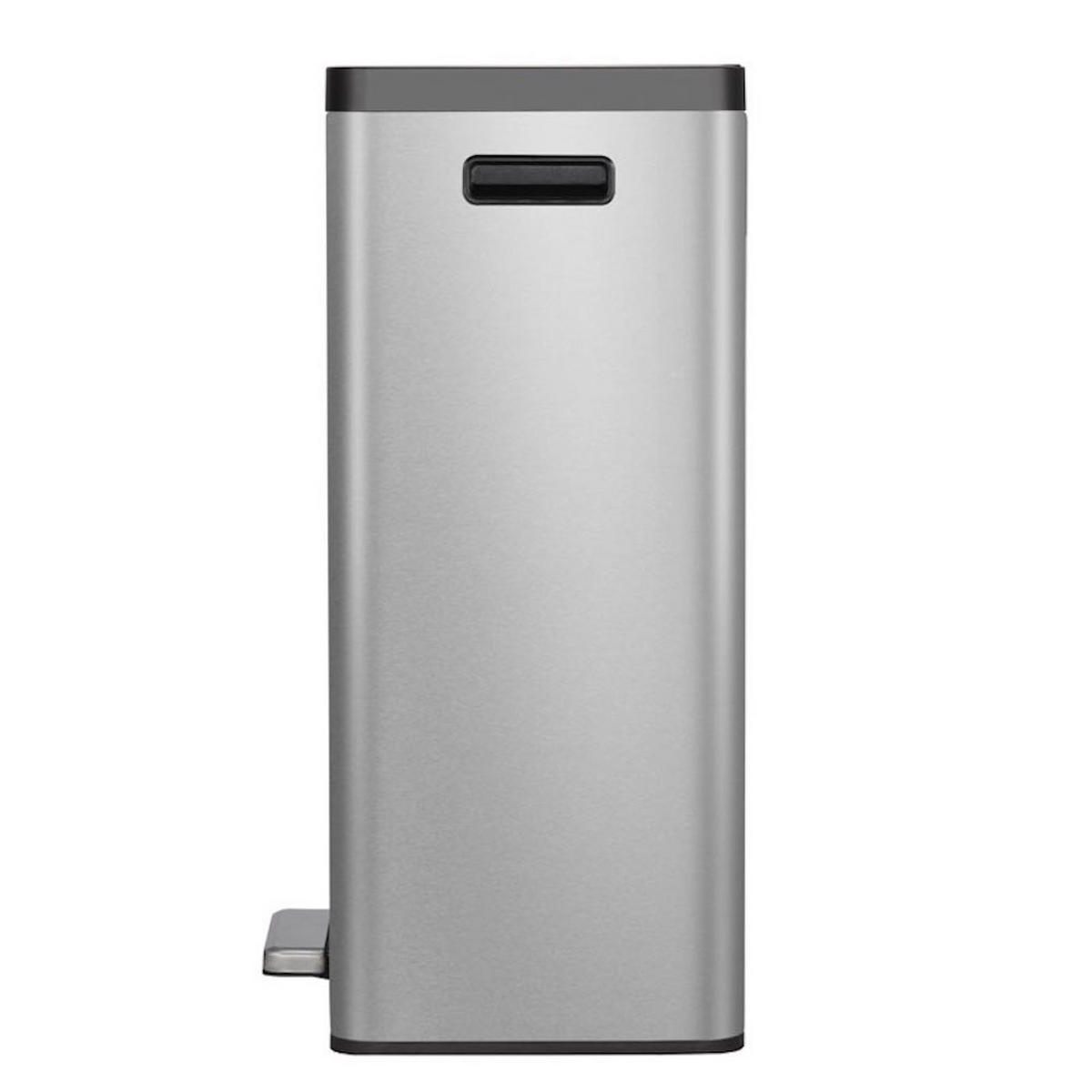 MÜLLEIMER Rechteckiger Aus Gebürstetem Edelstahl Mit Soft Close Deckel & Handlichen Kunststoffgriffen 30 Liter 64 x 29,5 x 36,5 cm Silber - Silberfarben, Metall (29.5/64/36.5cm) - PROREGAL