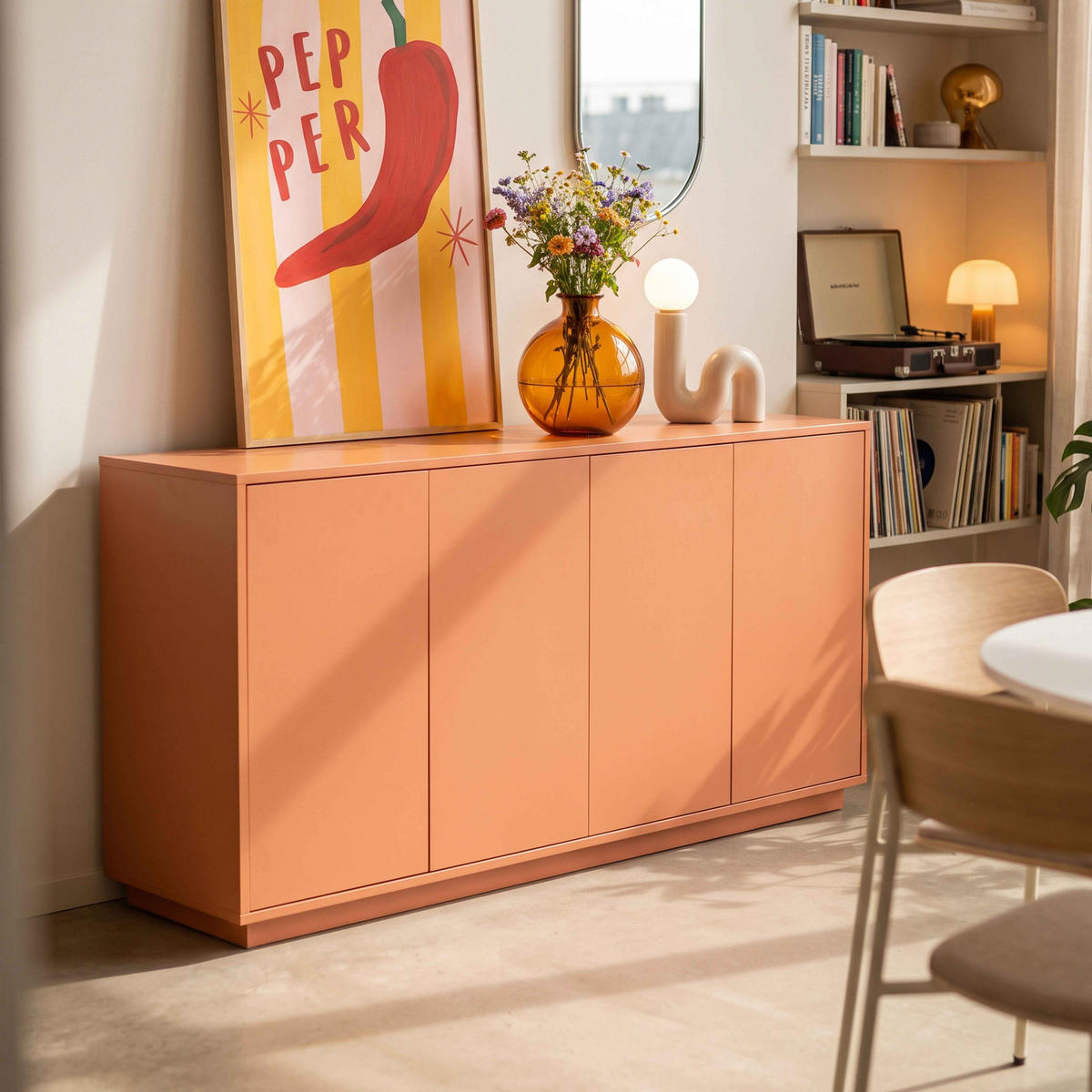 SIDEBOARD 160 cm, Orange - Rot/Orange, Holz (160/80/45cm) - Oviala