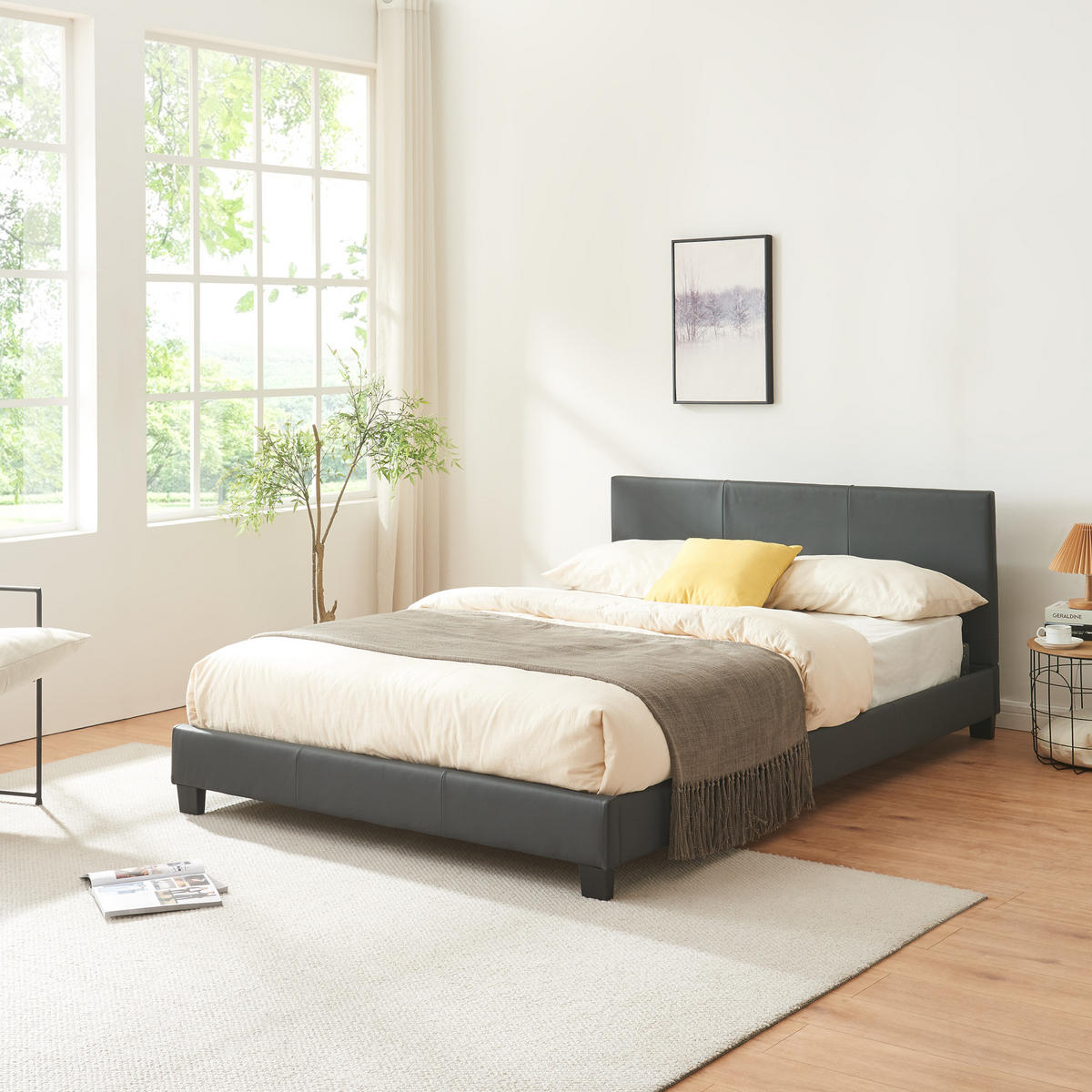 POLSTERBETT Albacete - Dunkelgrau, Textil (140/200cm) - Corium
