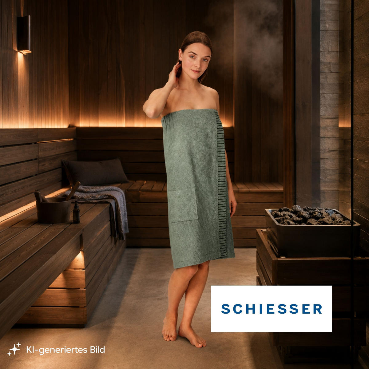 SAUNAKILT Rom Damen - 36-42 - Hellgrün - Hellgrün, Textil (80/130cm) - SCHIESSER