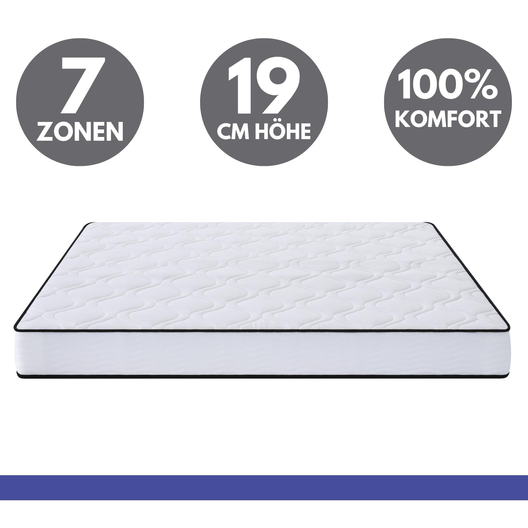 TASCHENFEDERKERNMATRATZE LISA Höhe 19cm 90x200cm - Weiß, Textil/Metall (90/200cm) - Arensberger